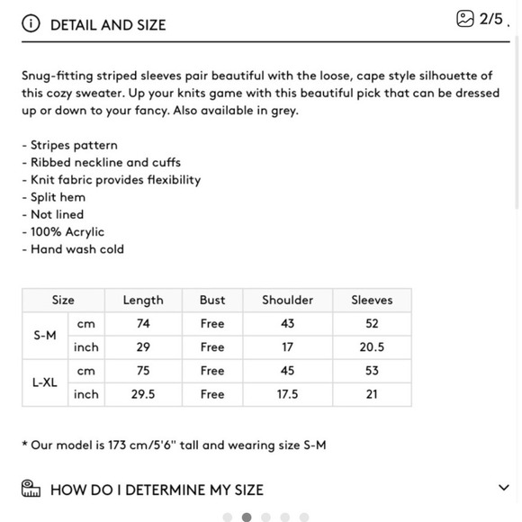 CHICWISH Lie in Olive Fields Striped Oversize Knit Cape Sweater - Large ? - Picture 2 of 6